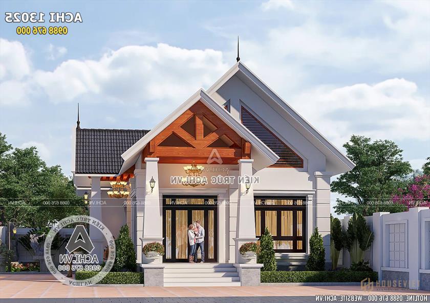 Góc nhìn mặt tiền mẫu nhà cấp 4 đẹp 1 tầng 4 phòng ngủ ở nông thôn