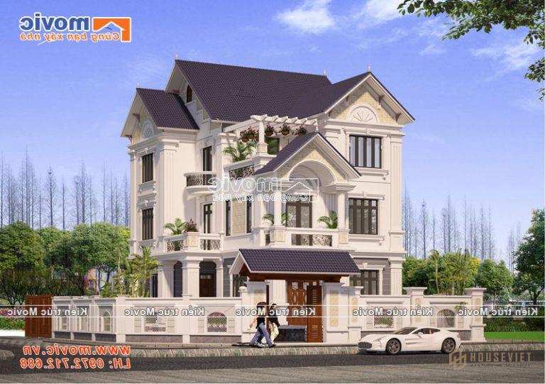 Mẫu biệt thự tân cổ điển 3 tầng đẹp lộng lẫy và sang trọng - MB18334