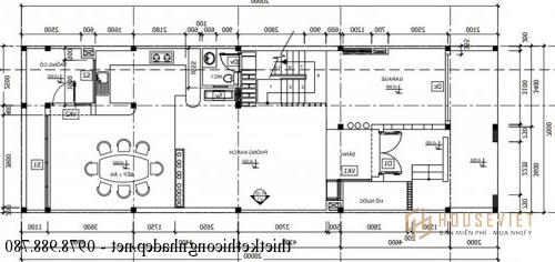 Bản vẽ mặt bằng tầng 1 nhà phố 4 tầng 7x20m