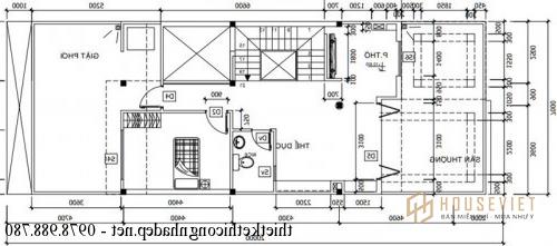 Mặt bằng tầng 4 nhà phố 4 tầng 7x20m