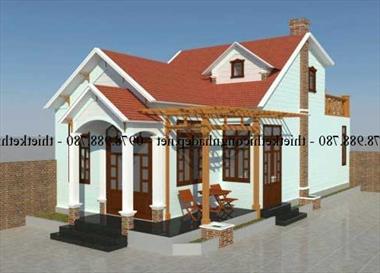 Mẫu thiết kế nhà cấp 4 có gác lửng 6x14m.  mái tôn