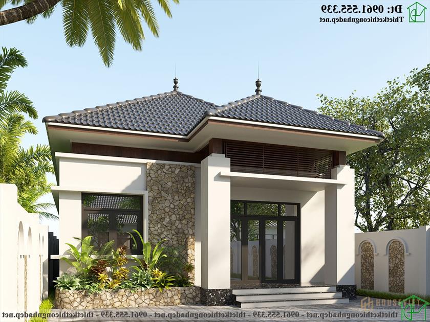 Mẫu thiết kế thi công nhà cấp 4 mái thái 3 phòng ngủ đẹp NDNC4180