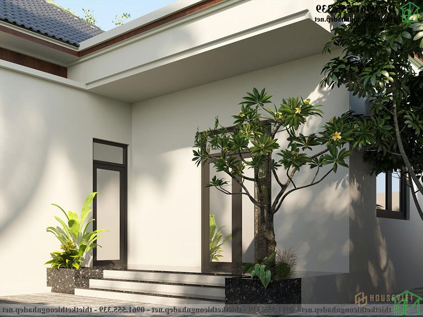 Sảnh phụ mẫu nhà cấp 4 mái thái 8x16m NDNC4180