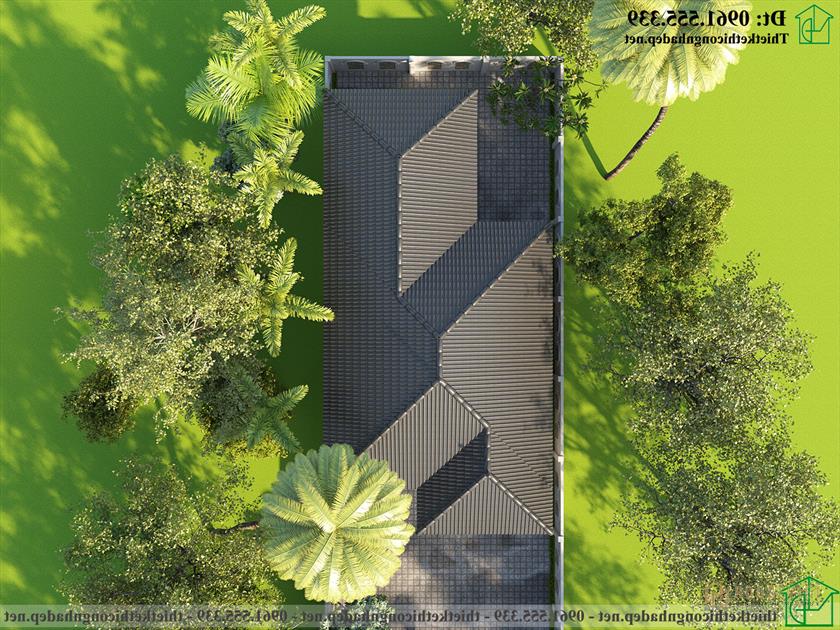 Phối cảnh tổng thể mẫu nhà cấp 4 mái thái đẹp NDNC4180