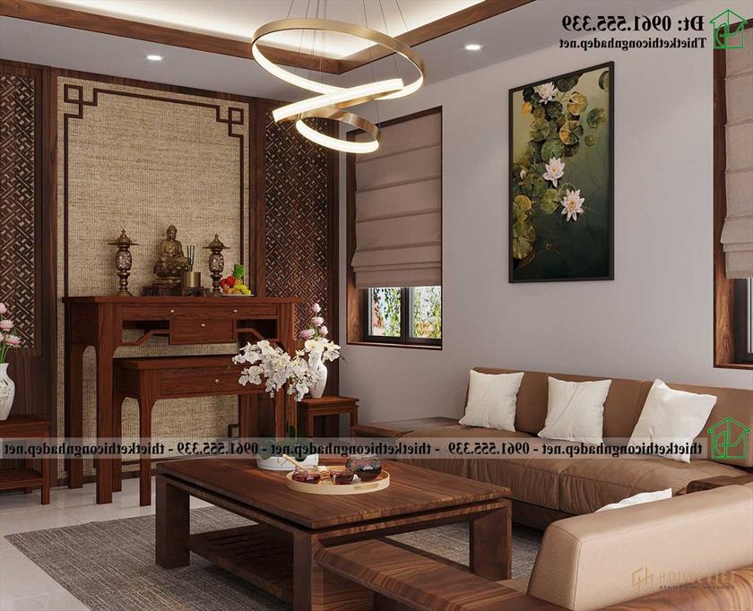 Bộ bàn ghế sofa phòng khách nhà cấp 4 mái thái kiểu nhật NDNC4180