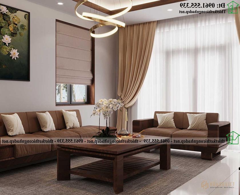 Sofa gỗ nhà cấp 4 mái thái NDNC4180