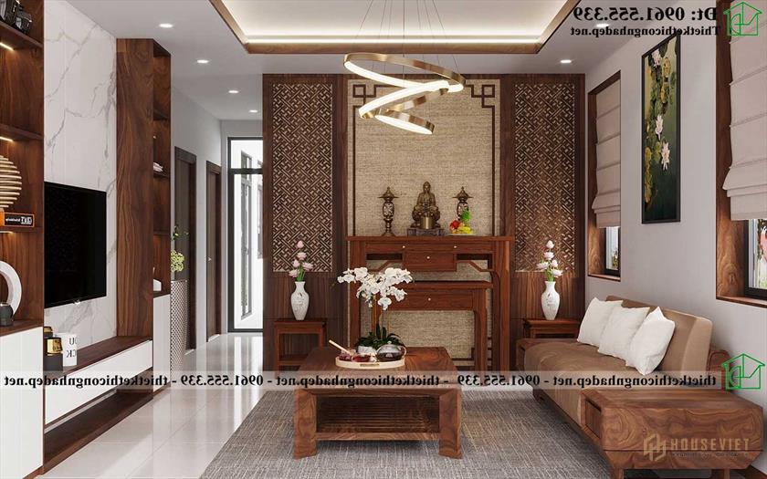 Thiết kế thi công nội thất phòng khách nhà cấp 4 mái thái Nhật Bản NDNC4180