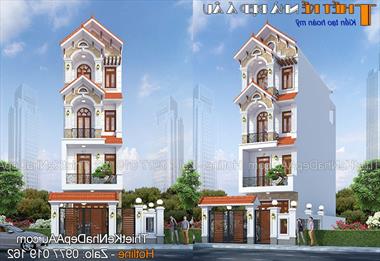 Mẫu nhà phố 5x13m 4 tầng mái thái tân cổ điển đẹp
