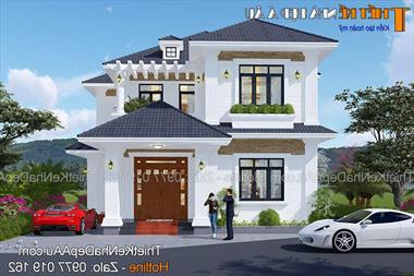 Thiết kế biệt thự 2 tầng mái thái 120m2 kiểu Nhật đẹp được xây dựng tại Ninh Bình