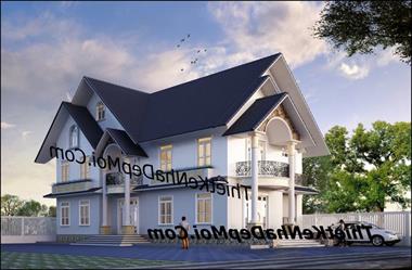 Biệt thự mặt tiền 10m 2 tầng mái thái có tiền sảnh rộng anh Lợi