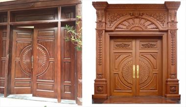 Mẫu cửa gỗ căm xe 2 cánh mang vẻ đẹp thuần khiết tự nhiên