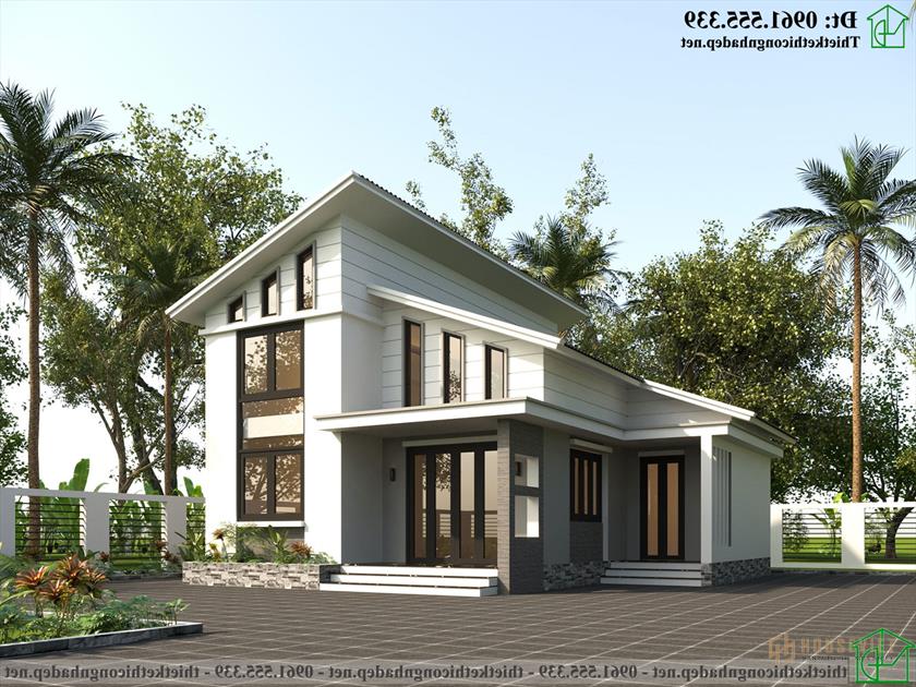 Mẫu nhà cấp 4 gác lửng 3 phòng ngủ 1 phòng thờ 9x11m đẹp NDNC4181