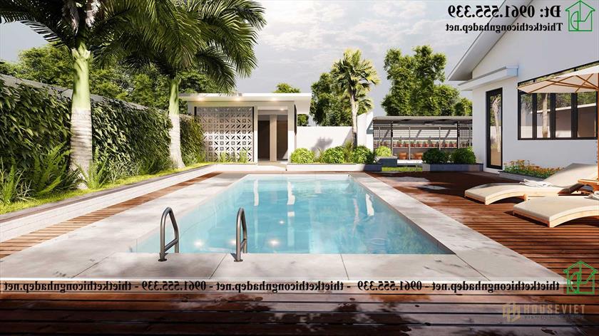 Mẫu thiết kế hồ bơi sân vườn đẹp nhà cấp 4 NDNC4181