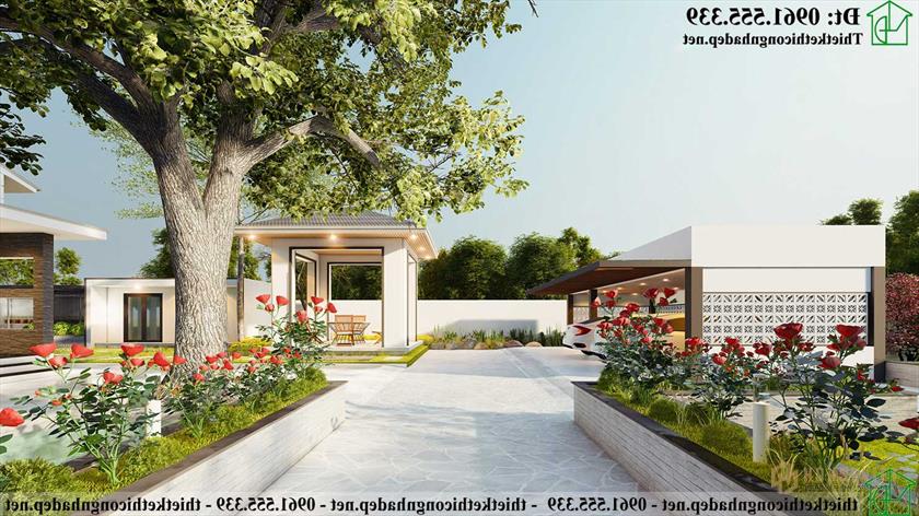 Mẫu thiết kế sân vườn đẹp nhà cấp 4 NDNC4181