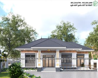 Mẫu biệt thự 1 tầng 8x15m mái thái ở Hải Dương NDBT1T138