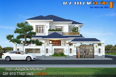 Biệt thự 2 tầng 120m2 kiến ​​trúc tân cổ điển mái thái đẹp