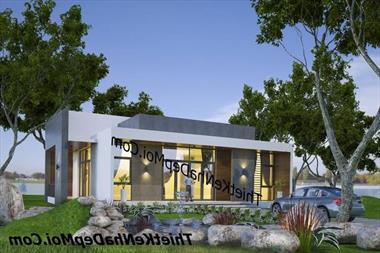 Bản vẽ nhà cấp 4 hiện đại mái bằng 3 phòng ngủ đơn giản anh Thi