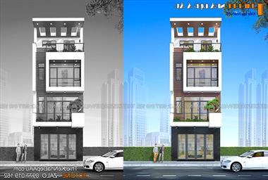 Mẫu nhà ống 4 tầng 50m2 đẹp hiện đại có gara ô tô.