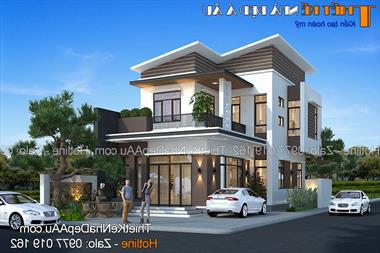 Mẫu biệt thự 2 tầng hiện đại 120m2 có 3 phòng ngủ