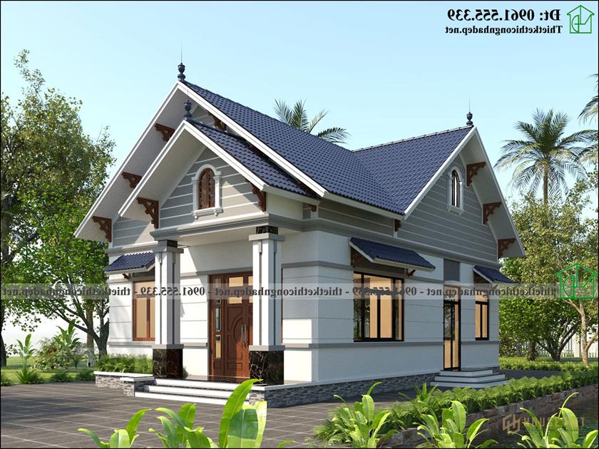 Mẫu nhà cấp 4 tân cổ điển 90m2 có 4 phòng ngủ NDNC4183