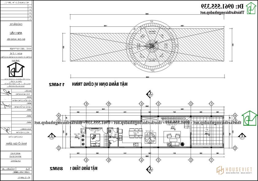 Mặt bằng tầng 1 mẫu nhà ống 3 tầng hiện đại NDNP3T70