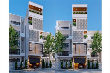 Phối cảnh 3D độc đáo và lạ mắt của mẫu nhà phố 4 tầng 4x16m