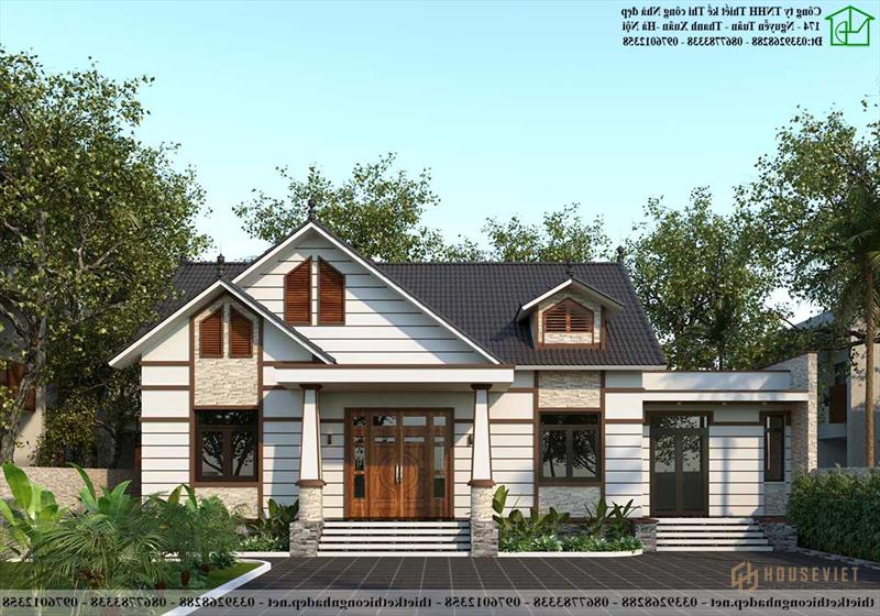 Mẫu nhà cấp 4 đẹp hiện đại có 4 phòng ngủ ở Vĩnh Phúc NDNC4128