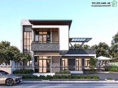 Biệt thự 2 tầng hình chữ L mái bằng 13x12m ở Thái Bình NDBT2T139