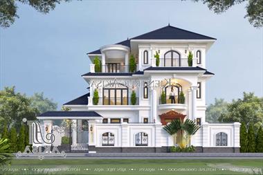 Mẫu thiết kế biệt thự 3 tầng tân cổ điển 7 phòng ngủ (TGDĐ: Anh Luyện - Ninh Bình) BT32654