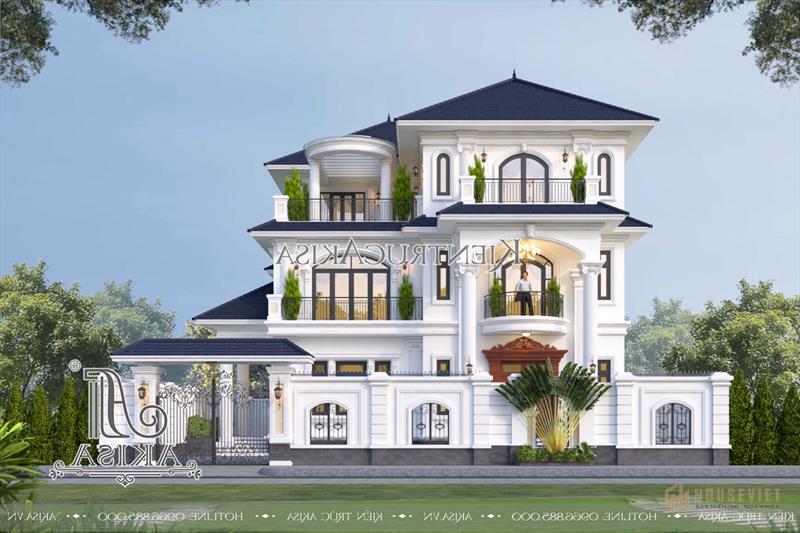 Mẫu thiết kế biệt thự 3 tầng tân cổ điển 7 phòng ngủ (TGDĐ: Anh Luyện - Ninh Bình) BT32654