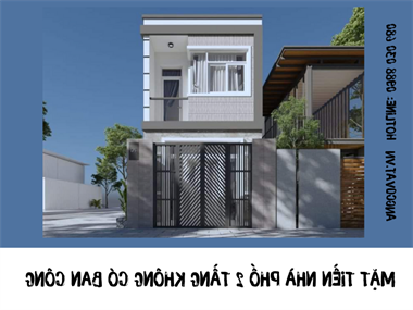 Thiết kế mặt tiền nhà phố 2 tầng không có ban công phong cách hiện đại – Kiến trúc Angcovat