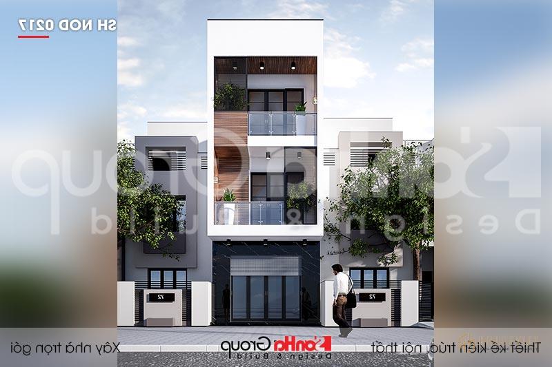 Mẫu nhà phố hiện đại mặt tiền 4m 3 tầng có gara ô tô tại Quảng Ninh - SH NOD 0127