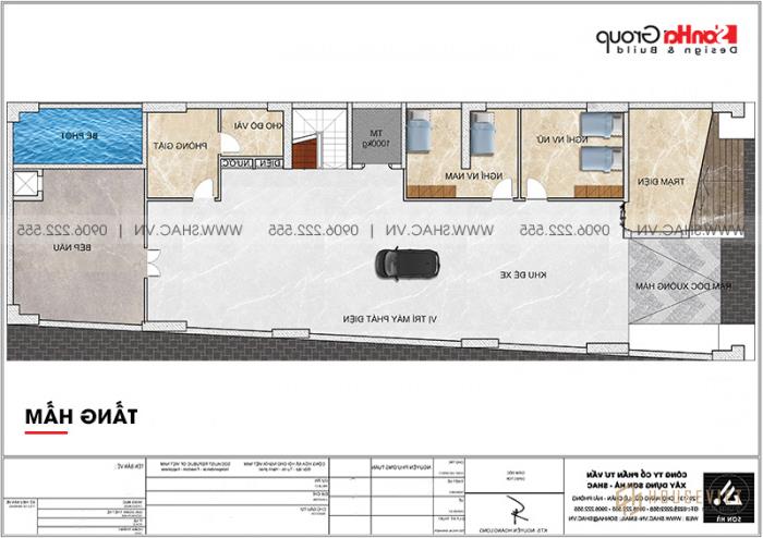 Mẫu thiết kế khách sạn tân cổ điển 3 sao mới nhất tại Phú Quốc (Kiên Giang) - SH KS 0075 18 Mặt bằng tầng hầm khách sạn 3 sao tân cổ điển 11 tầng tại Phú Quốc