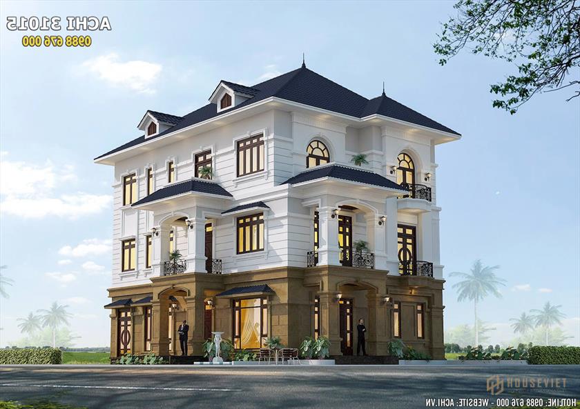 Mẫu nhà 3 tầng tân cổ điển đẹp sang trọng - ACHI 31015
