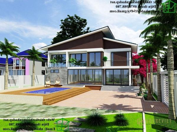 Kiến trúc nhà phố 2 tầng mái dốc