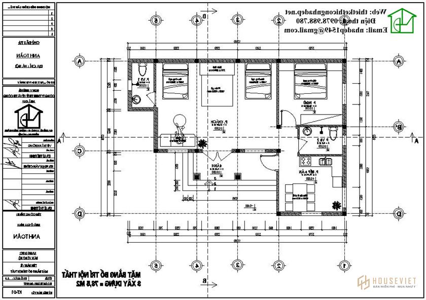 Mặt bằng nội thất nhà cấp 4 80m2 NDNC455 mat-bang-noi-that-nha-cap-4-80m2