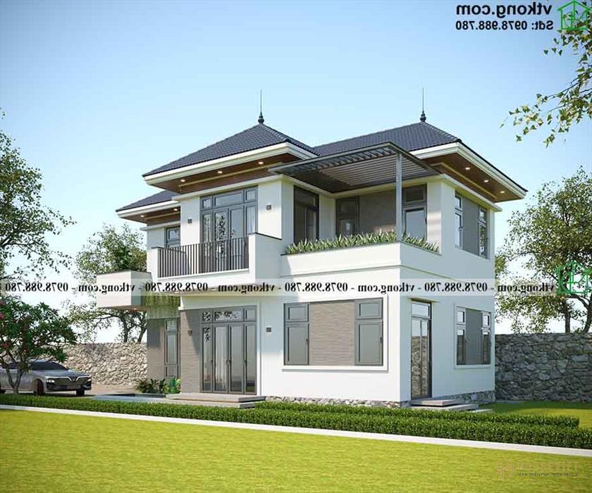 Biệt thự 2 tầng mái thái hiện đại kiểu Nhật 7,5x13m tại Thanh Hóa Bt2t75