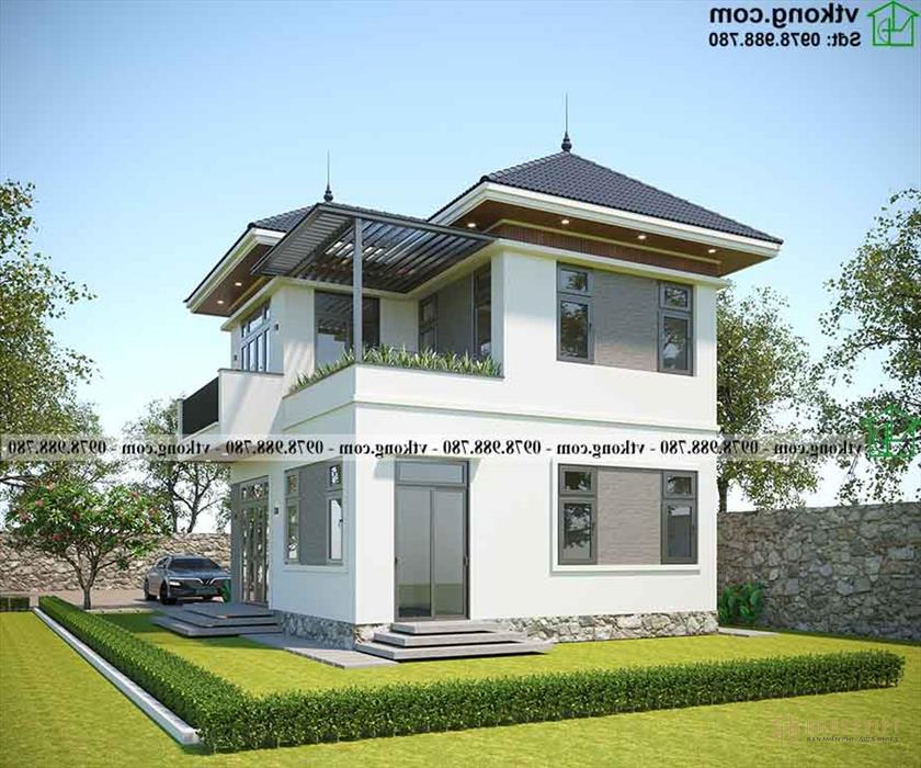 Biệt thự 2 tầng mái thái hiện đại kiểu Nhật 7,5x13m tại Thanh Hóa Bt2t75