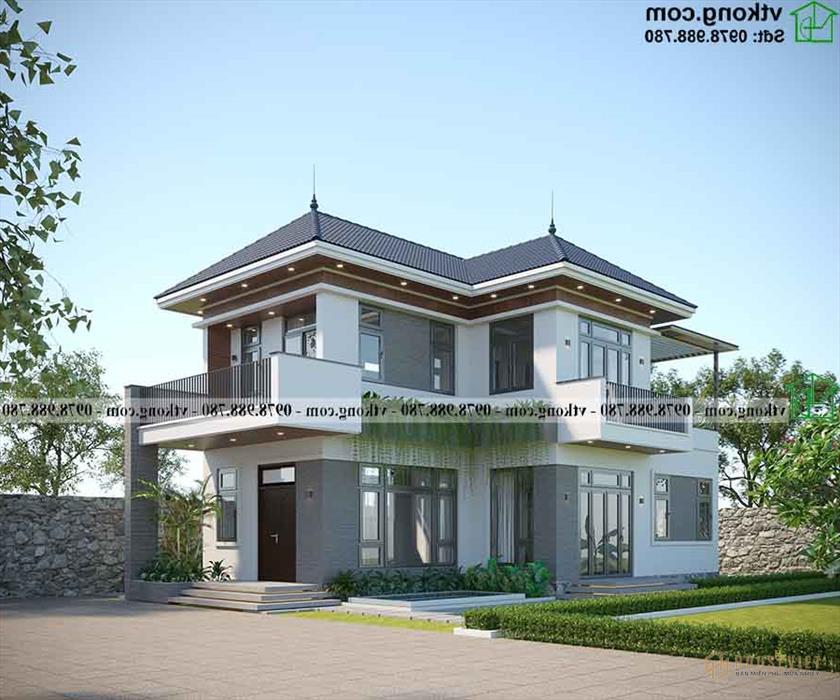 Góc nghiêng ấn tượng của mẫu biệt thự 2 tầng mái Nhật hiện đại 7,5x13m BT2T75 