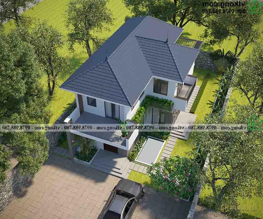 Biệt thự 2 tầng mái thái hiện đại kiểu Nhật 7,5x13m tại Thanh Hóa Bt2t75