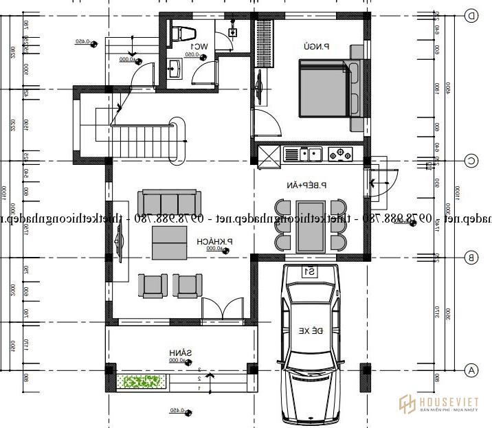 Nội thất phòng khách biệt thự 8x11m góc 2 mặt tiền