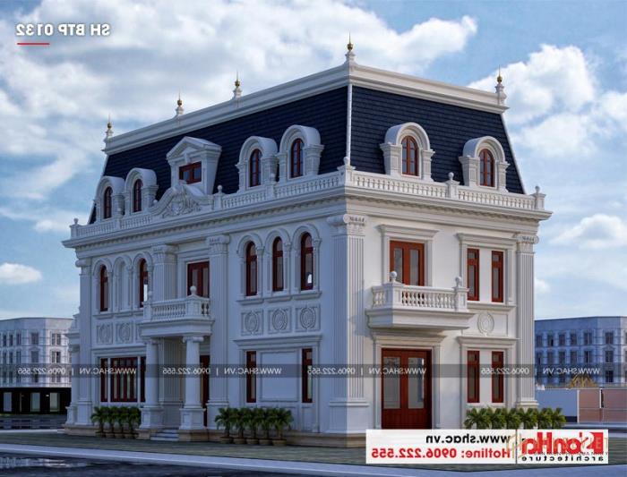 Mẫu biệt thự tân cổ điển 3 tầng mặt tiền rộng 10m tại Hà Nội - SH BTP 0132 4 3 Mẫu thiết kế biệt thự tân cổ điển mặt tiền 10m tại Hà Nội sh btp 0131