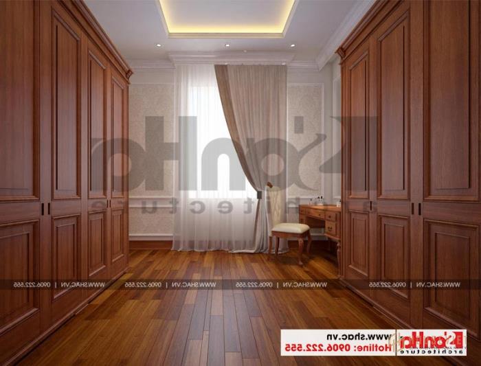 Mẫu biệt thự tân cổ điển 3 tầng mặt tiền rộng 10m tại Hà Nội - SH BTP 0132 16 Khu vực thay đồ trong không gian phòng ngủ của biệt thự tân cổ điển Châu Âu