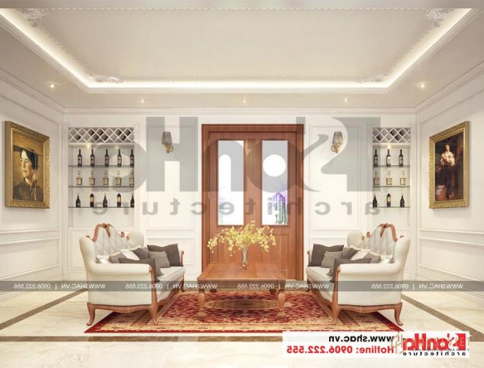 Mẫu biệt thự tân cổ điển 3 tầng mặt tiền rộng 10m tại Hà Nội - SH BTP 0132 21 Thiết kế nội thất phòng khách biệt thự đẹp phong cách tân cổ điển