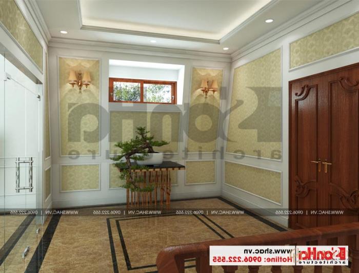 Mẫu biệt thự tân cổ điển 3 tầng mặt tiền rộng 10m tại Hà Nội - SH BTP 0132 22 Phương án thiết kế cầu thang thông thoáng của biệt thự 3 tầng đẹp