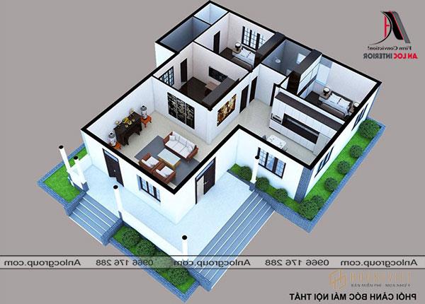 Mẫu 71 - Cách bố trí nội thất nhà ở hình chữ L 3 phòng ngủ