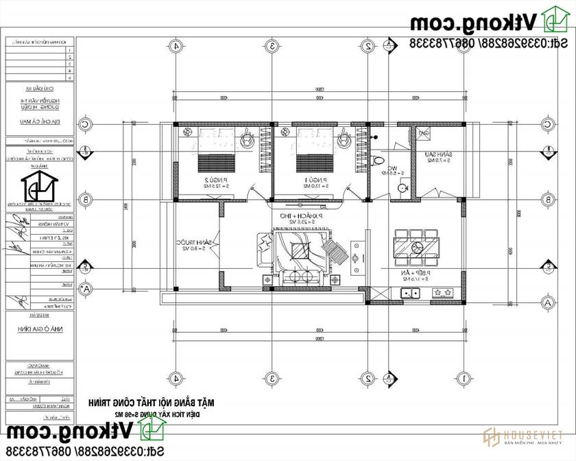 Mặt bằng công năng nhà cấp 4 7x13m 