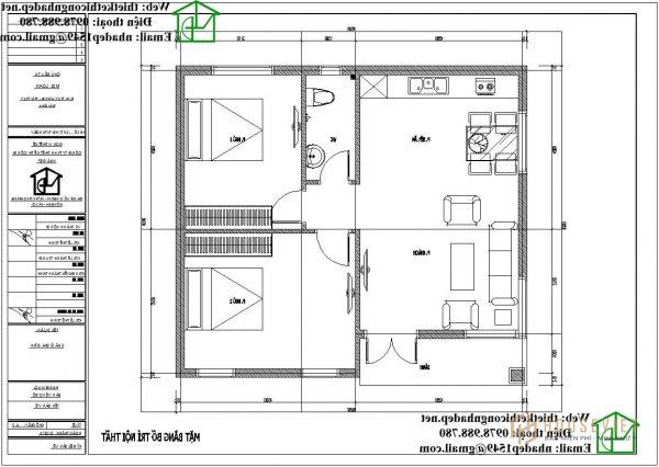 Mặt bằng nội thất nhà cấp 4 70m2 NDNC457