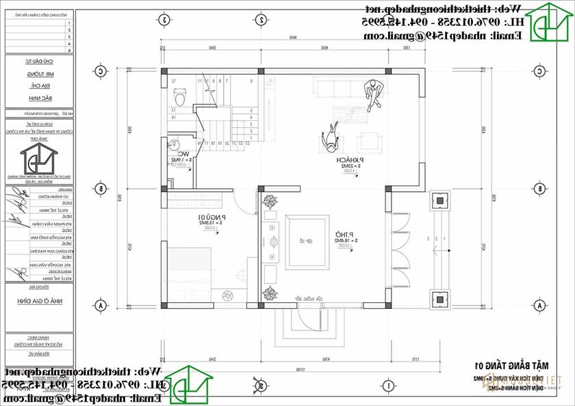 NDBT3T19 bố trí nội thất tầng 1