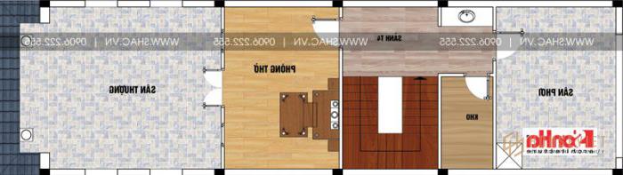 Mẫu nhà tân cổ điển 4 tầng mặt tiền 5m tại Phú Quốc - SH NOP 0176 20 Mặt bằng tầng tum mẫu nhà ống 90m2 phong cách tân cổ điển tại Phú Quốc
